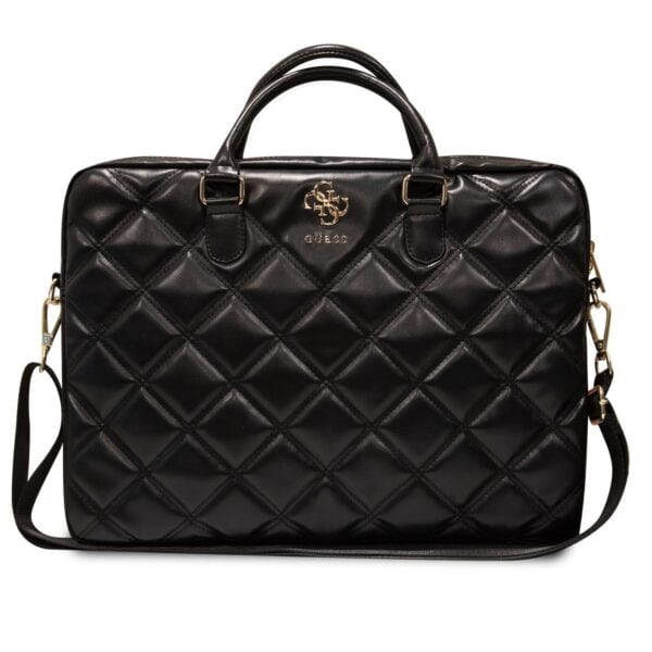 Guess PU Quilted 4G Metal Logo Laptoptas - 15 en 16 inch - Zwart