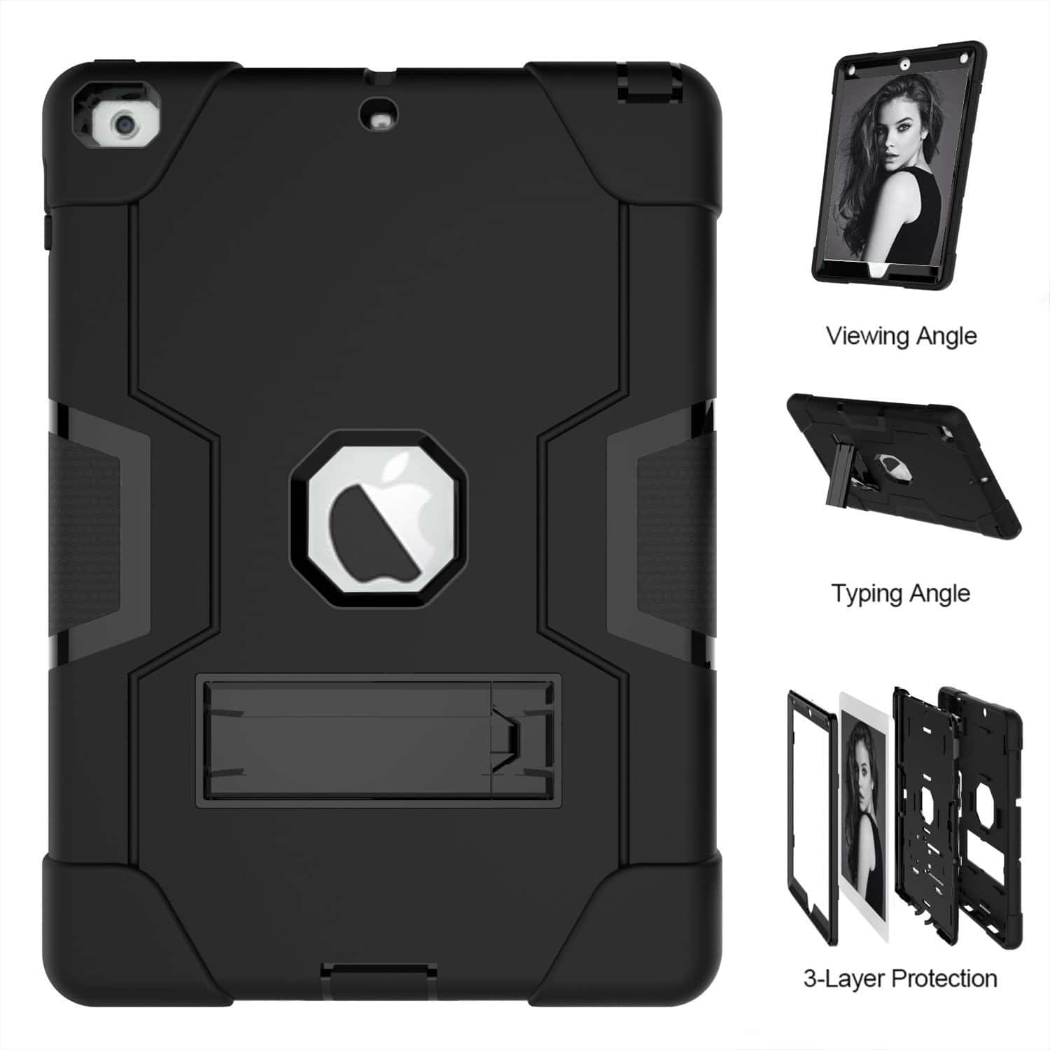 Shockproof Standcase Hoes iPad 2018 - iPad 2017 - 9.7 inch - Zwart Main Image